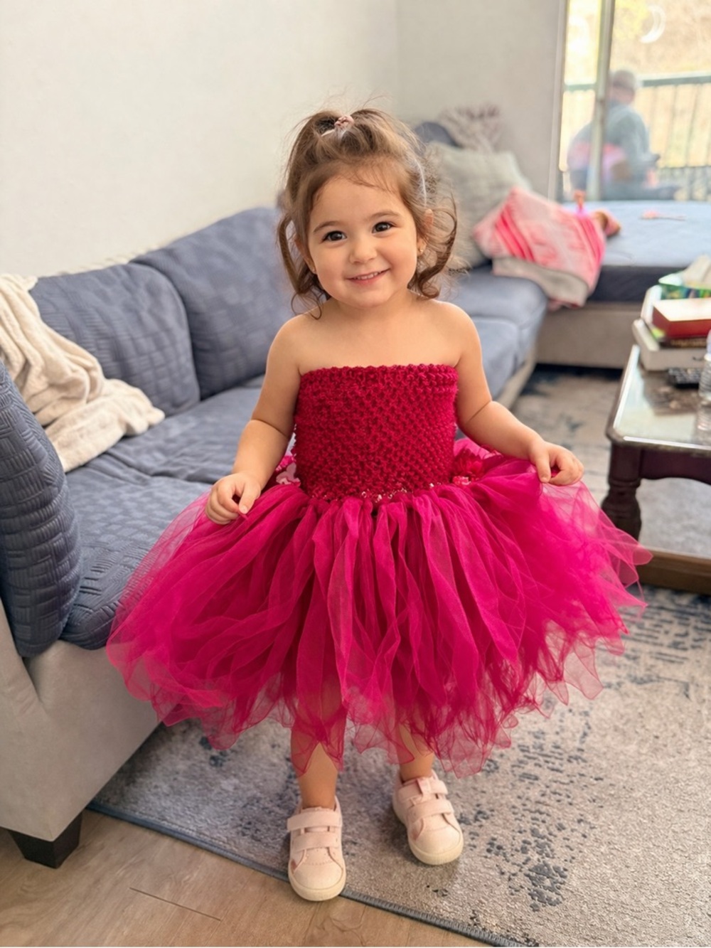 Fuchsia Tulle Strapless Toddler Dress